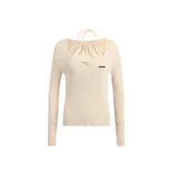 Wildshadow Hollow-Out Fake-2-Piece Knit Top Cream