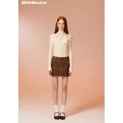 Wildshadow Hollow-Out Fake-2-Piece Knit Top Cream
