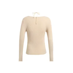 Wildshadow Hollow-Out Fake-2-Piece Knit Top Cream