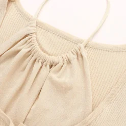 Wildshadow Hollow-Out Fake-2-Piece Knit Top Cream
