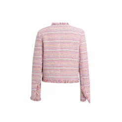 Wildshadow Tassel Colorful Striped Tweed Jacket Pink