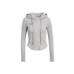 Wildshadow Teddy Bear Knit Slim Hooded Top Grey