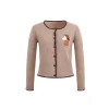 Wildshadow Vintage Embroidery Knit Cardigan Brown