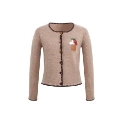 Wildshadow Vintage Embroidery Knit Cardigan Brown