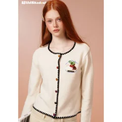Wildshadow Vintage Embroidery Knit Cardigan Cream