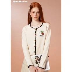 Wildshadow Vintage Embroidery Knit Cardigan Cream