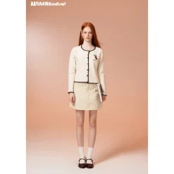 Wildshadow Vintage Embroidery Knit Cardigan Cream