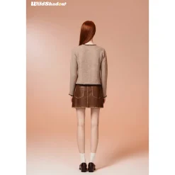 Wildshadow Vintage Embroidery Knit Cardigan Brown
