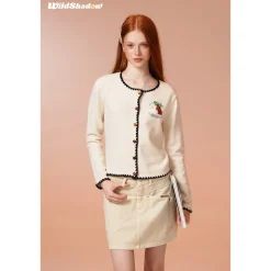 Wildshadow Vintage Embroidery Knit Cardigan Cream