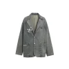Wildshodow Metal Bow-Knot Washed Denim Jacket