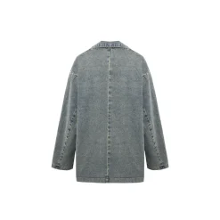 Wildshodow Metal Bow-Knot Washed Denim Jacket