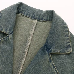 Wildshodow Metal Bow-Knot Washed Denim Jacket