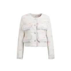Wildshodow Tassel Colorful Tweed Jacket White