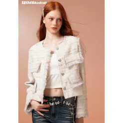 Wildshodow Tassel Colorful Tweed Jacket White