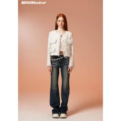 Wildshodow Tassel Colorful Tweed Jacket White
